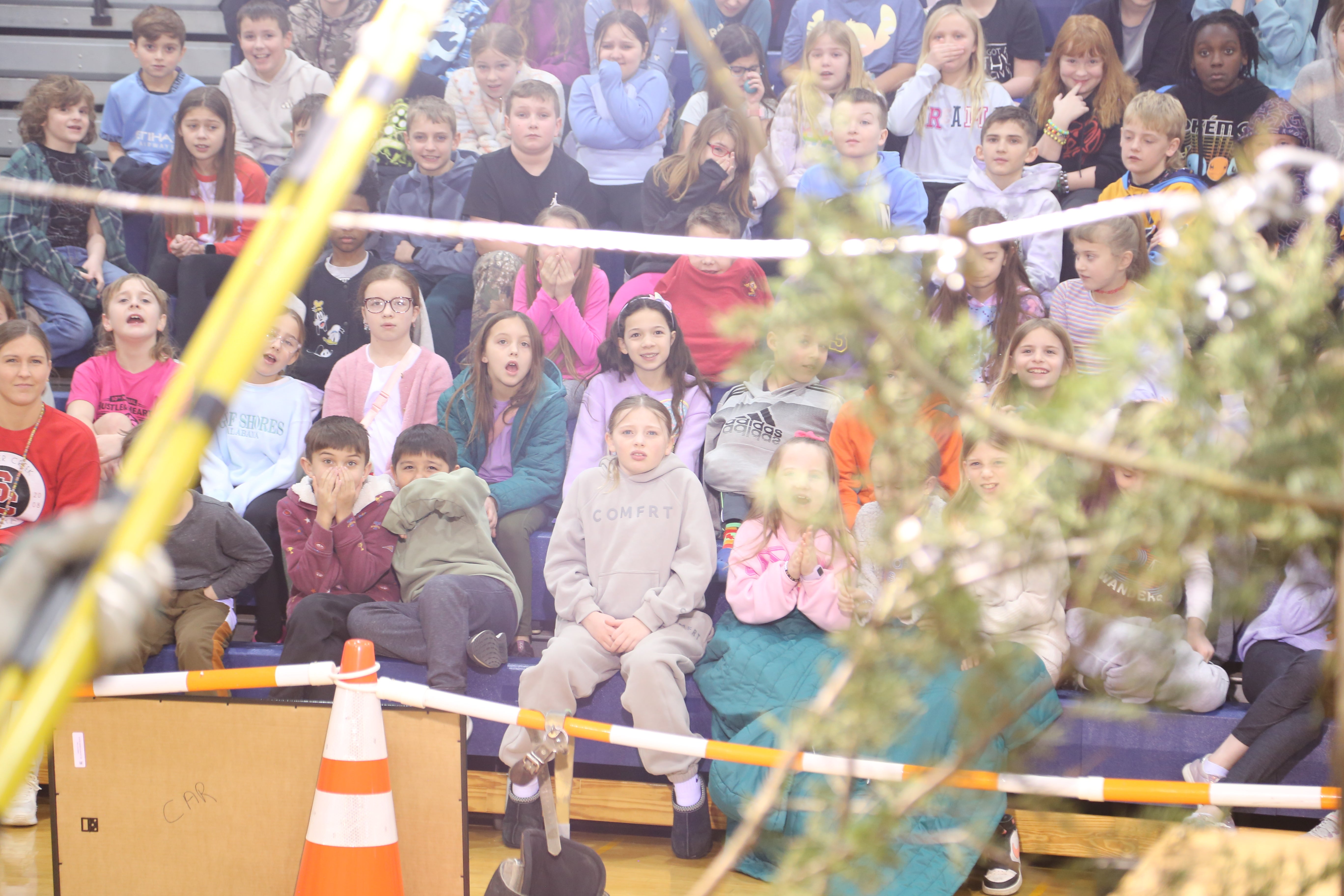 Silver Creek Elementary School students experience a range of emotions during the live line demo.