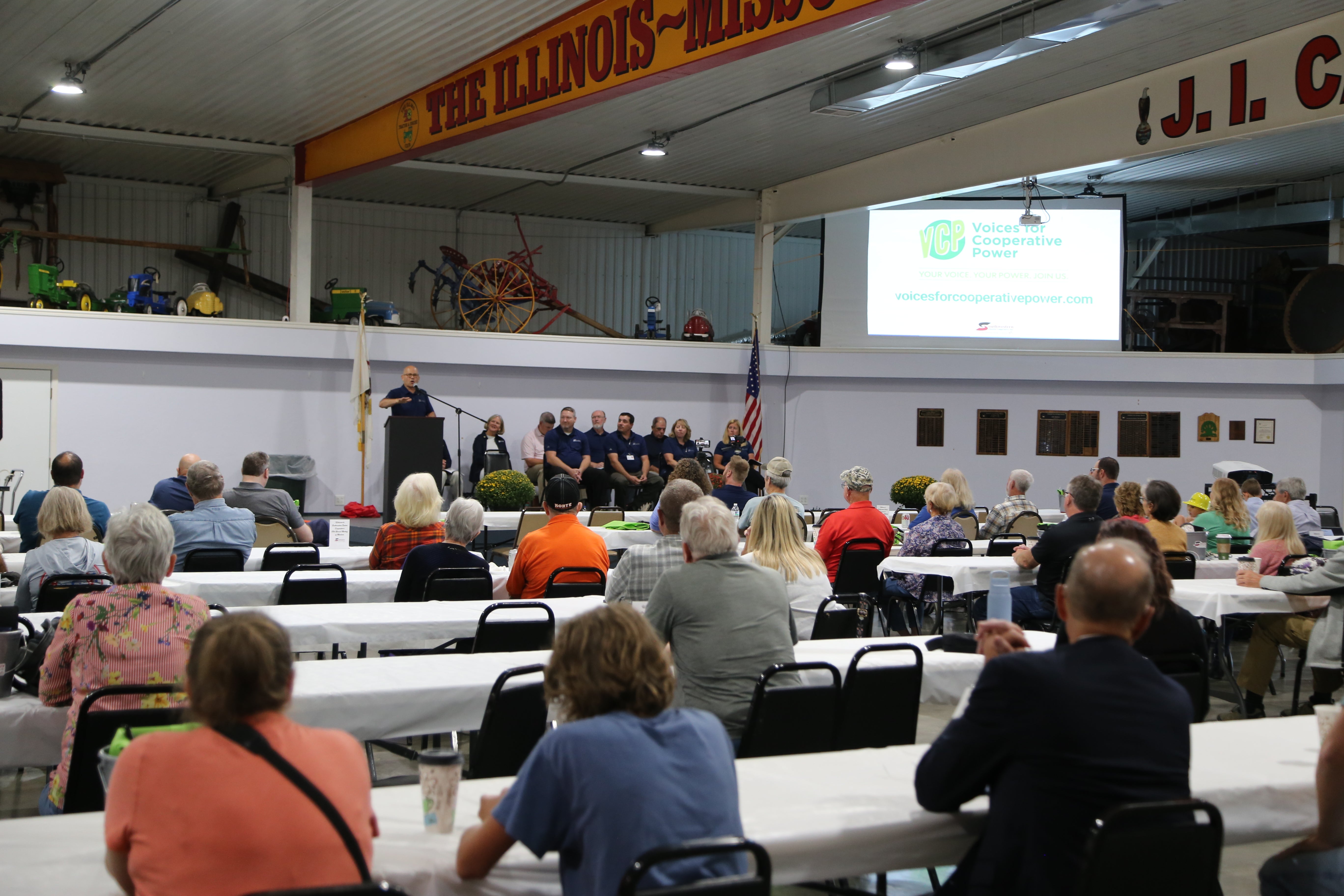 Southwestern Electric Board President Jerry Gaffner addresses the crowd at the 87th Annual Meeting of Members in September 2025.