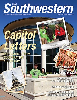 Southwestern's student delegates stand in front of the Abraham Lincoln Museum in Springfield on Illinois Electric & Telephone Cooperatives Youth Day