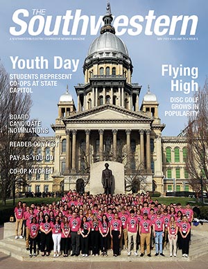 Students representing co-ops in front of the Illinois Capitol