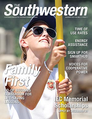 Elizabeth Scott moves targets on a crossarm during a Southwestern Electric Safety Day game.