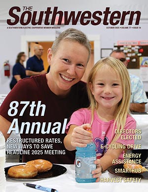 From left, Josie and Nora Sautman of Pocahontas pause for a photo during Southwestern Electric Cooperative’s 87th Annual Meeting of Members. Nora is the daughter of Josie and Ryan Sautman. Our annual meeting story begins on page 10.